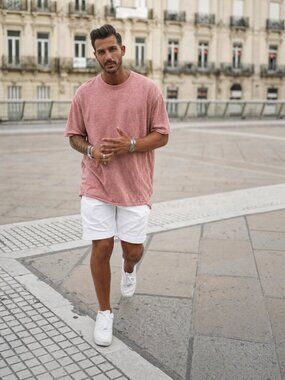 rag & bone XL Mens Pink Coral Heather Slub Knit Tee Short Sleeve Crew Neck